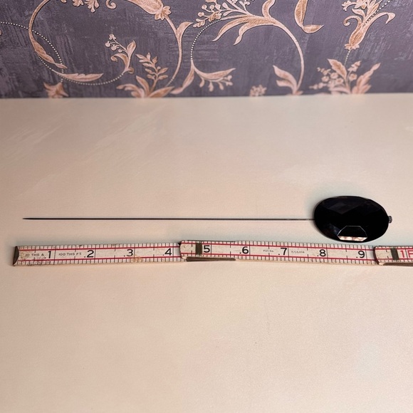 Antique Victorian Black Faceted Jet Glass Mourning Hat Pin 12" - Picture 8 of 8